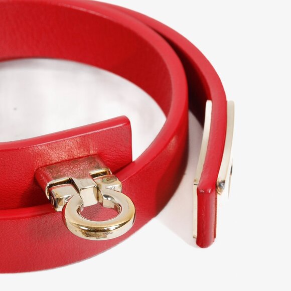 Salvatore Ferragamo Red Gancini Double Wrap Leather Bracelet - Picture 4 of 5